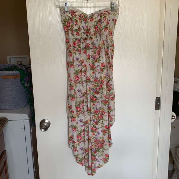 Floral Strapless High-Low Dress - Picture 2 of 4